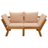 vidaXL 3-in-1 Tuinbank met Kussens Massief Acacia Hout Naturel