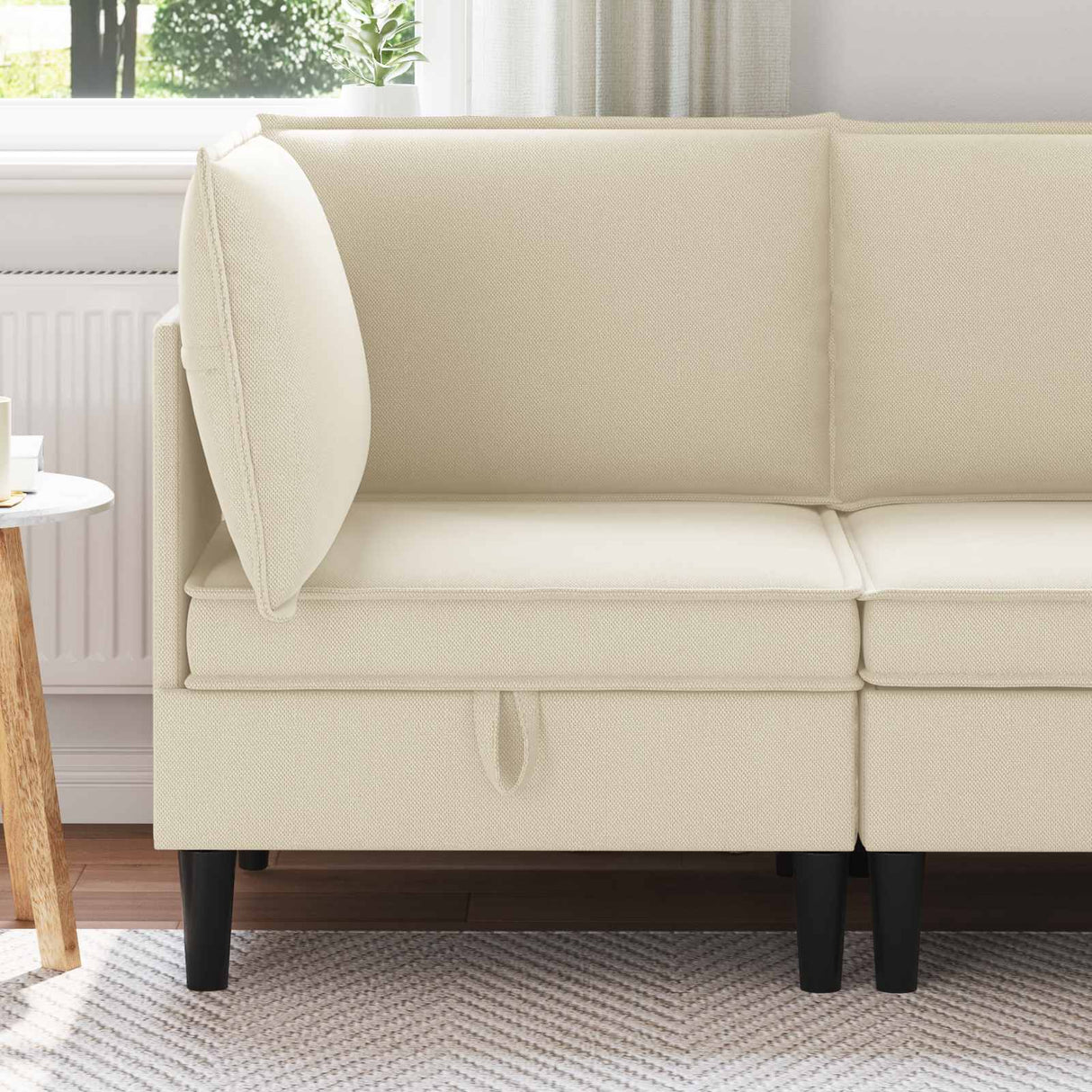 vidaXL Corner Sofa with Storage Cream Velvet