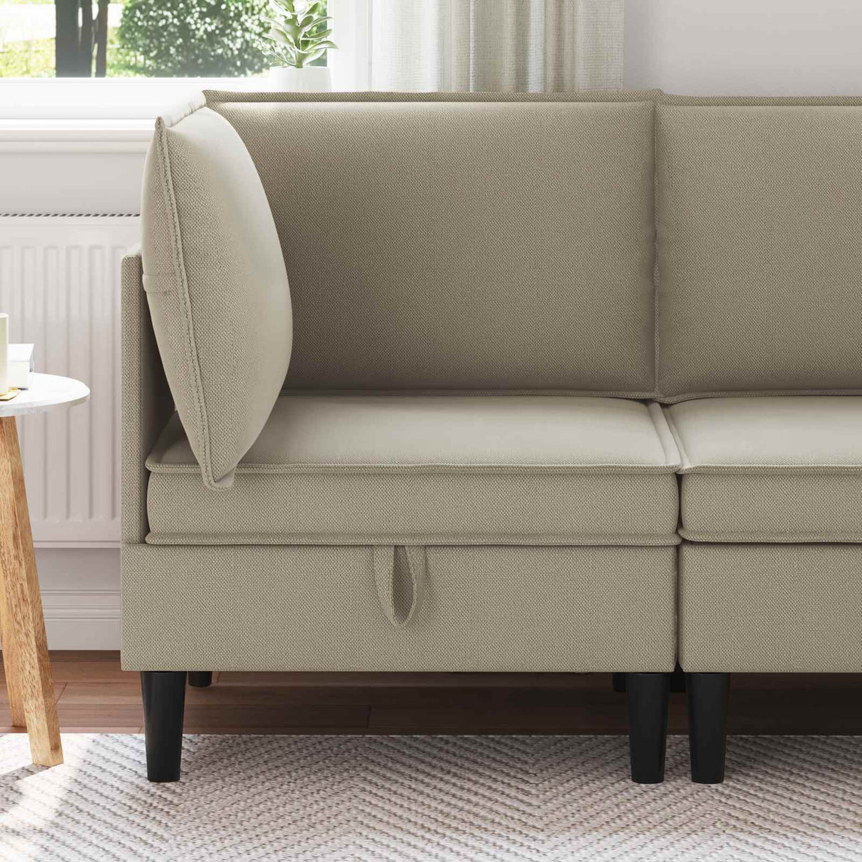 vidaXL Corner Sofa with Storage Cream Velvet