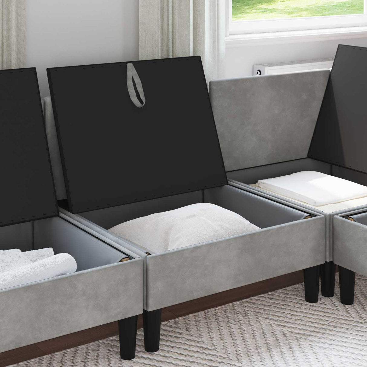 vidaXL Sofa with Storage Light Grey Velvet