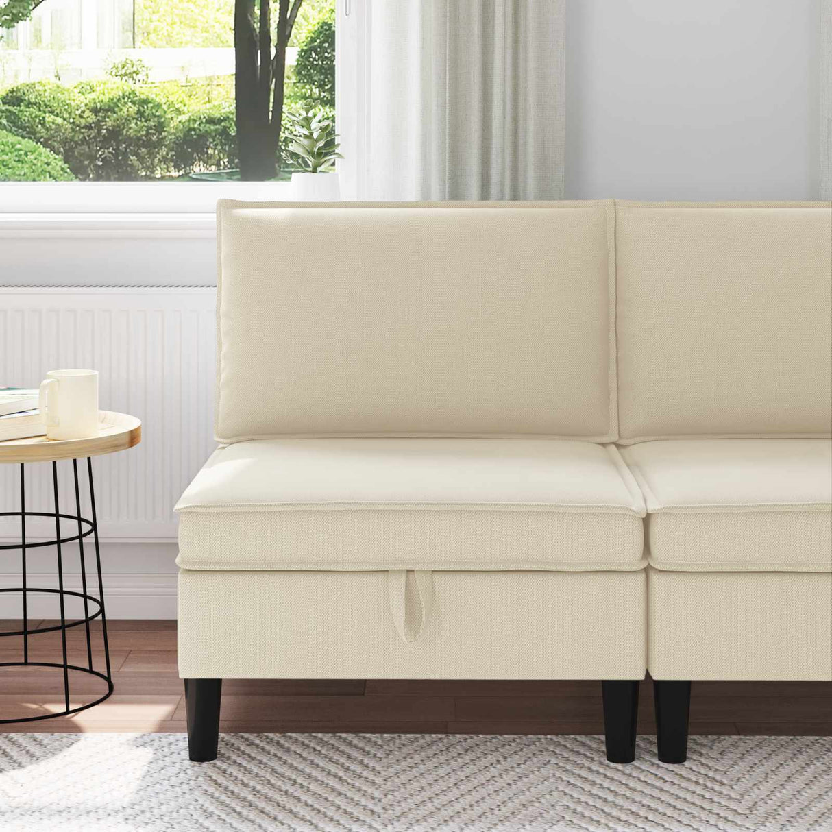 vidaXL Corner Sofa with Storage Cream Velvet