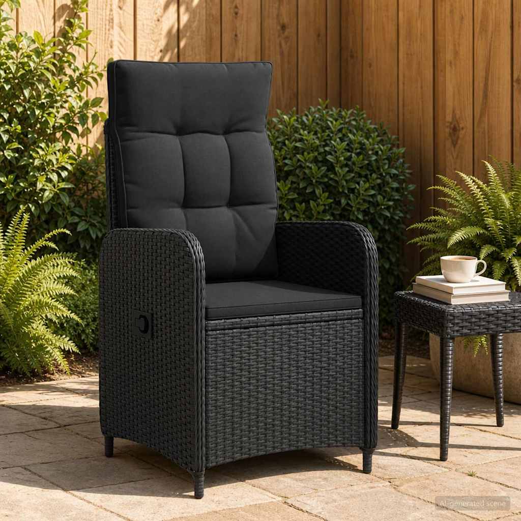 vidaXL Ligstoel voor Tuin Zwart poly rattan