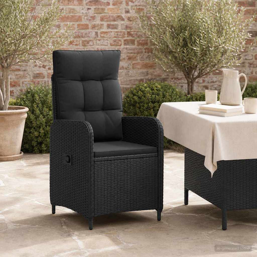 vidaXL Ligstoel voor Tuin Zwart poly rattan