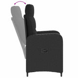 vidaXL Ligstoel voor Tuin Zwart poly rattan
