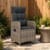 vidaXL Ligstoel voor Tuin Zwart poly rattan