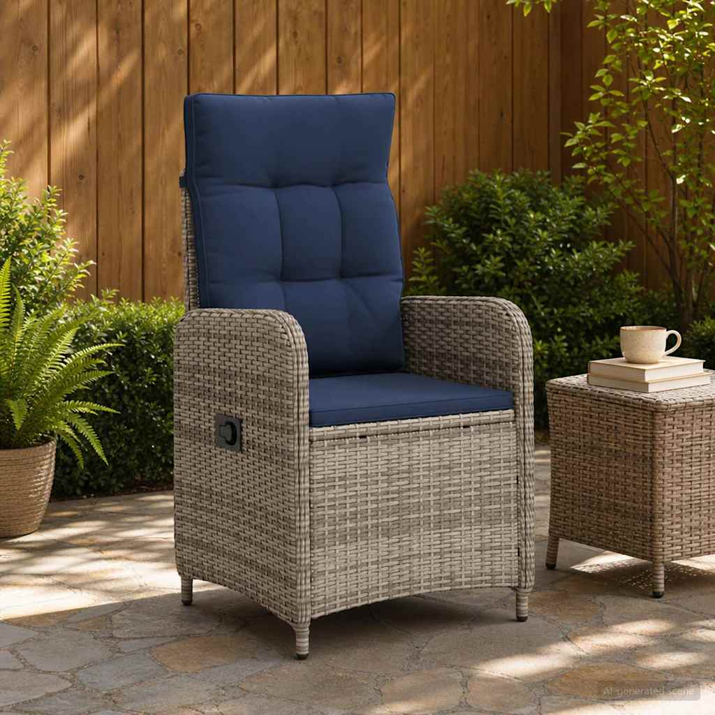 vidaXL Ligstoel voor Tuin Zwart poly rattan