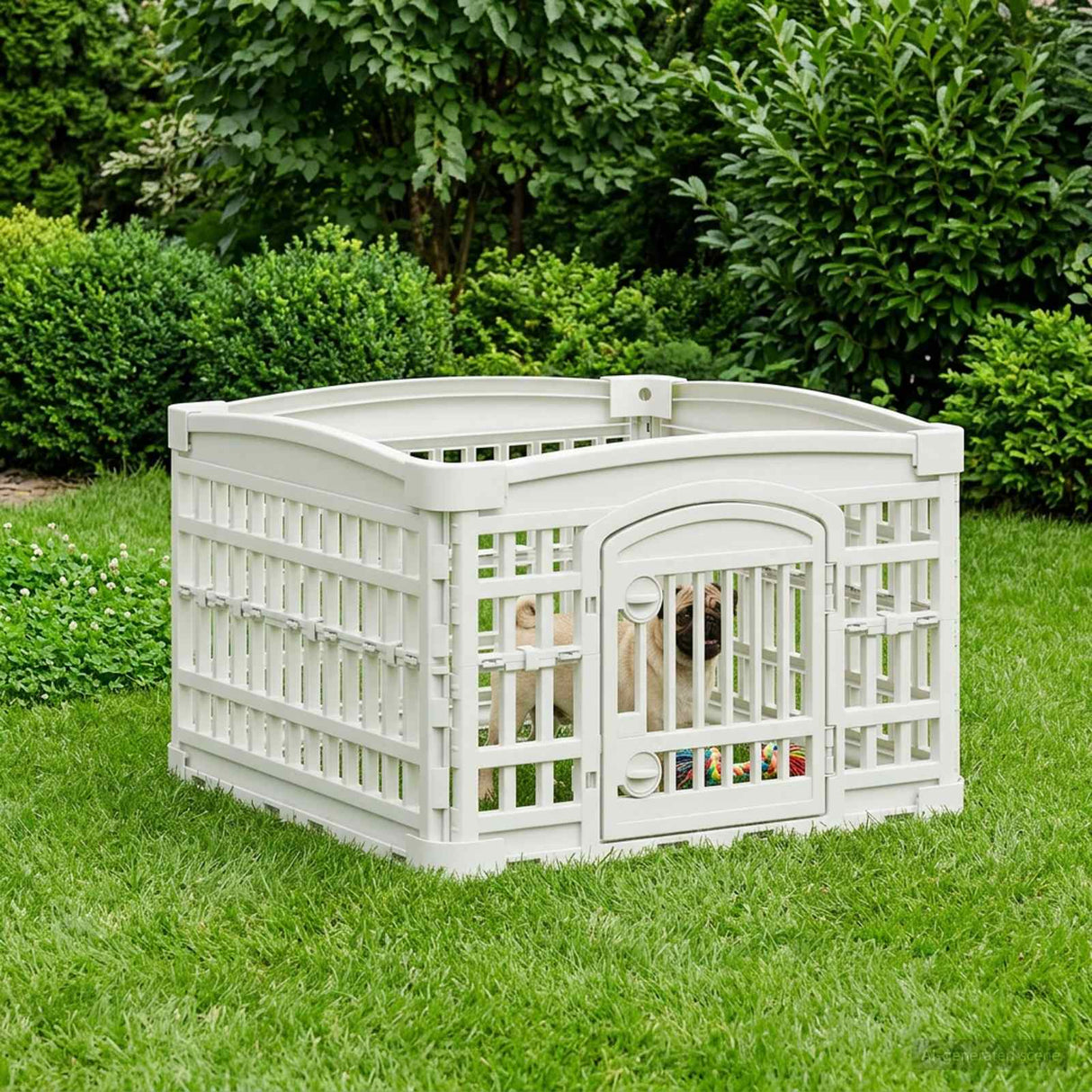 vidaXL 4 Paneel Hondenren Wit 63 x 63 x 40 cm Kunststof