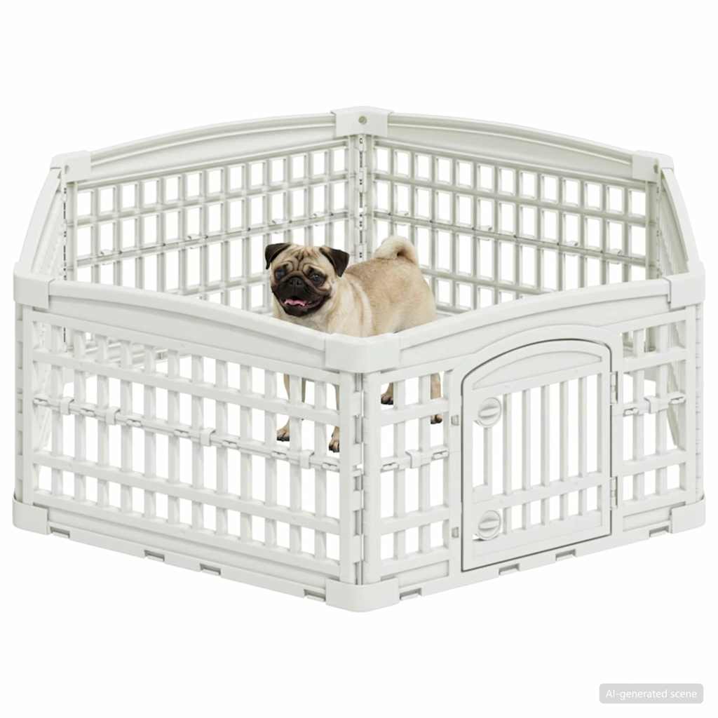 vidaXL 6 Paneel Honden speelruimte Wit 122 x 106 x 40 cm Kunststof