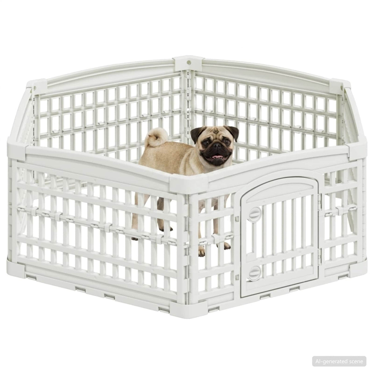 vidaXL 6 Paneel Honden speelruimte Wit 122 x 106 x 40 cm Kunststof