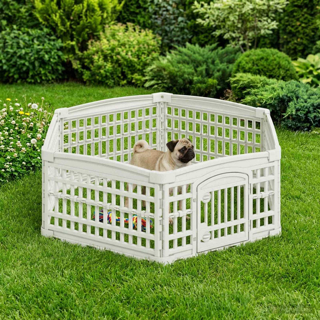 vidaXL 6 Paneel Honden speelruimte Wit 122 x 106 x 40 cm Kunststof