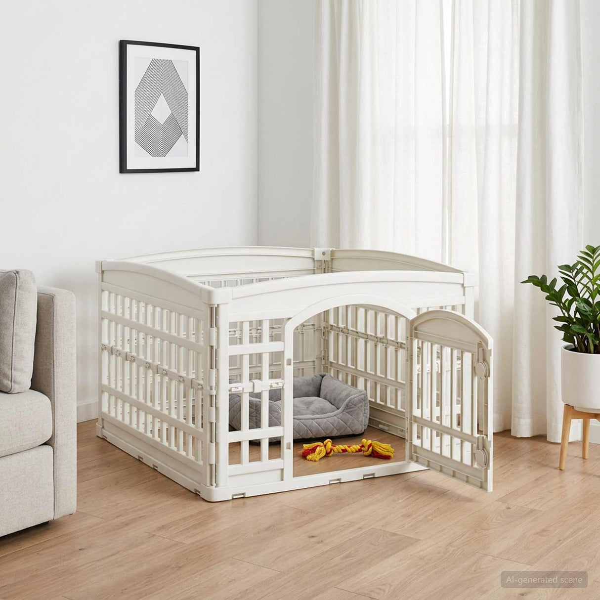 vidaXL 4 Paneel Hondenren Wit 63 x 63 x 40 cm Kunststof