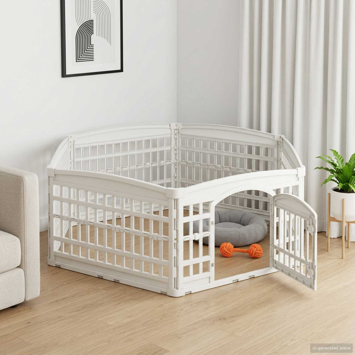 vidaXL 6 Paneel Honden speelruimte Wit 122 x 106 x 40 cm Kunststof