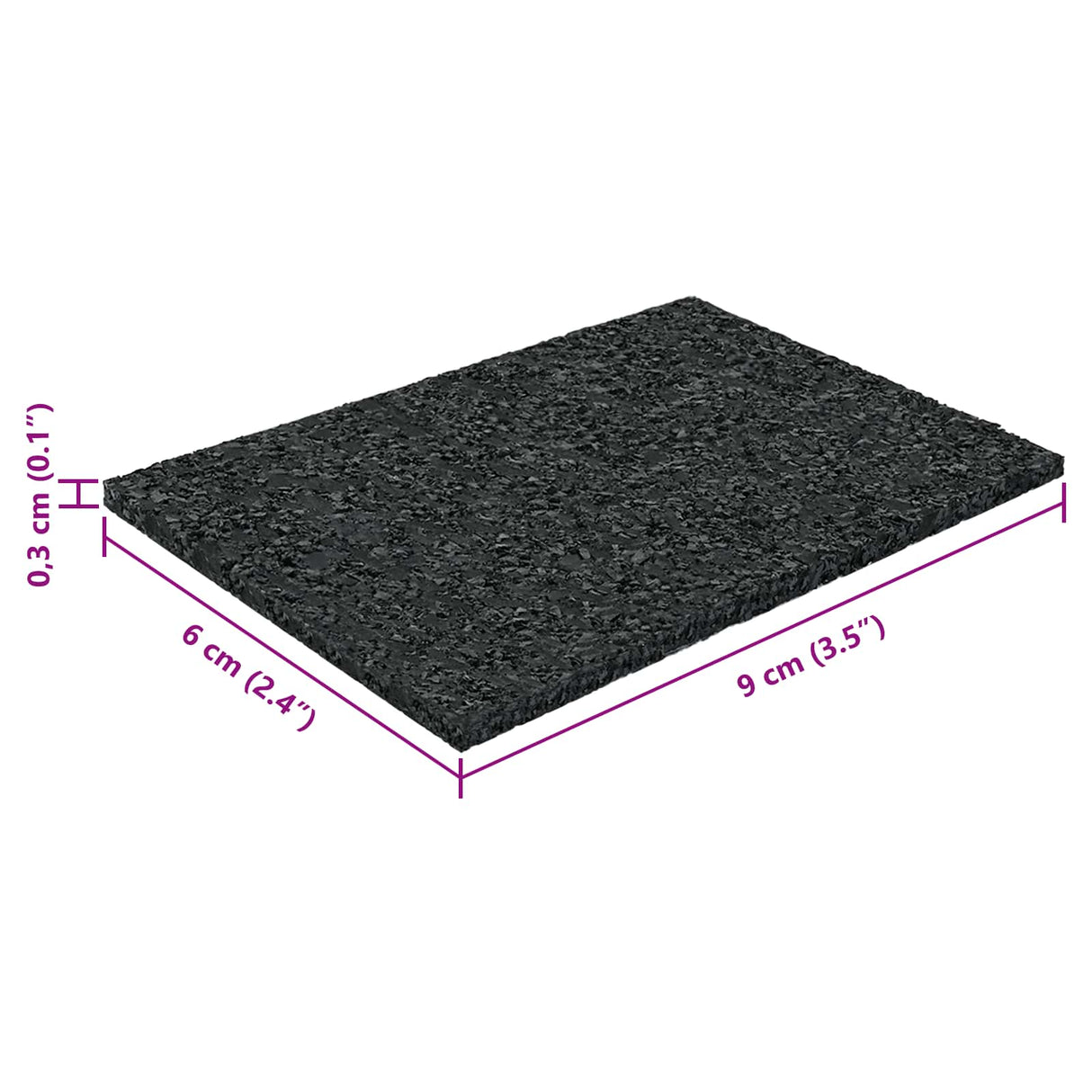 vidaXL Rubber granulaat patio pad Zwart 6 x 9 x 0,3 cm Rubber