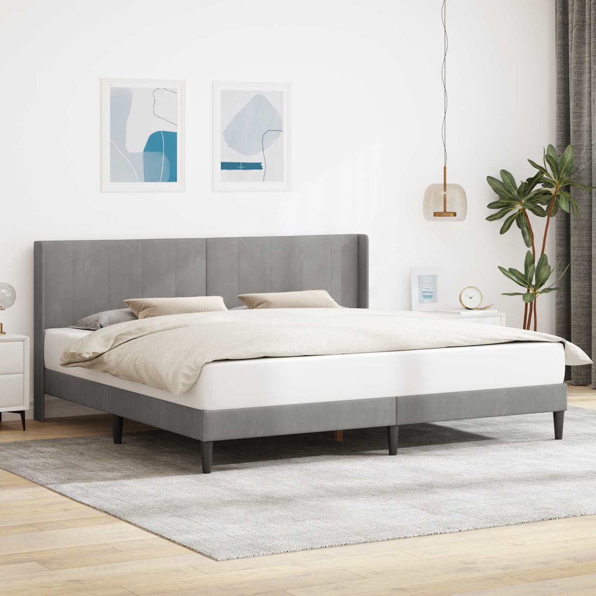 vidaXL Bedframe met hoofdeinde Lichtgrijs 80 x 200 cm Fluweel