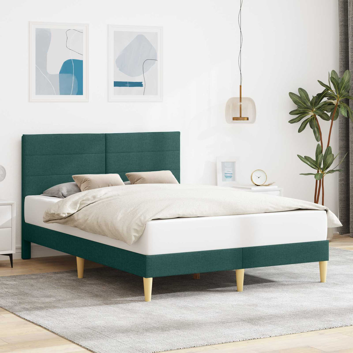 vidaXL Bedframe met hoofdeinde Donkergrijs 137 x 190 cm Stof