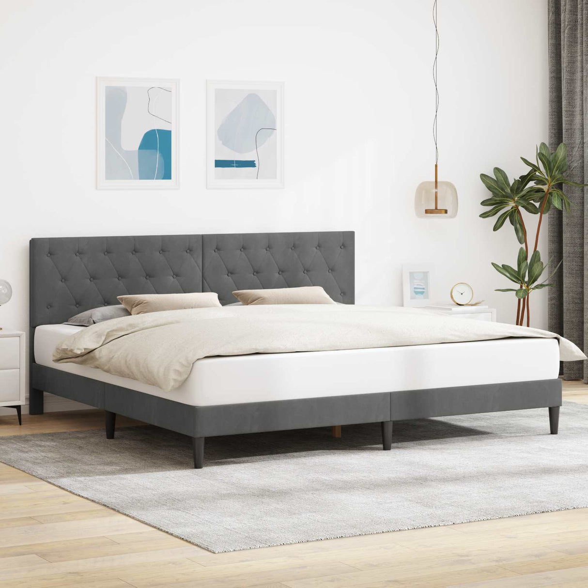 vidaXL Bedframe met hoofdeinde Lichtgrijs 80 x 200 cm Fluweel