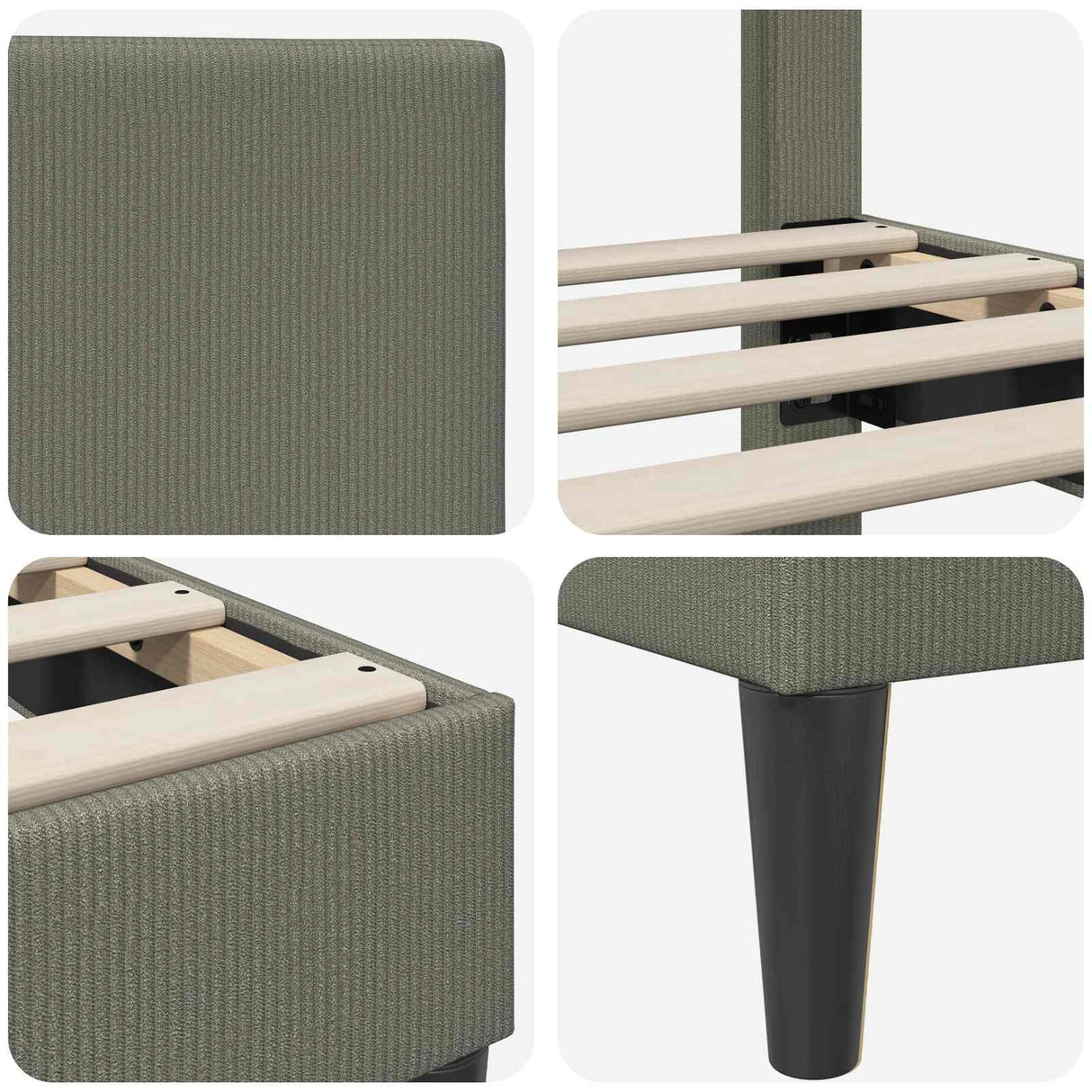 vidaXL Bedframe met hoofdeinde Lichtgrijs 80 x 200 cm Corduroy stof