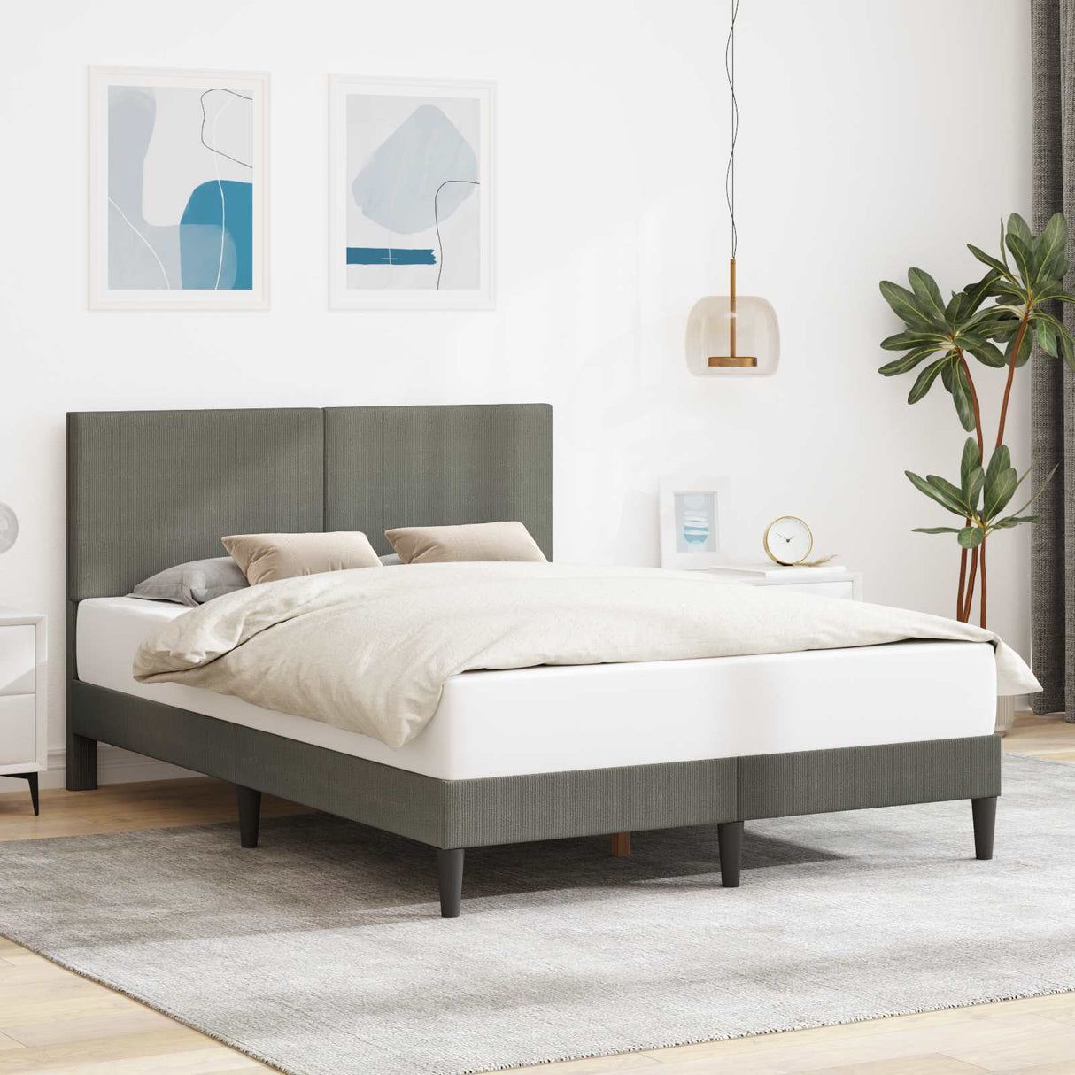 vidaXL Bedframe met hoofdeinde Lichtgrijs 80 x 200 cm Corduroy stof