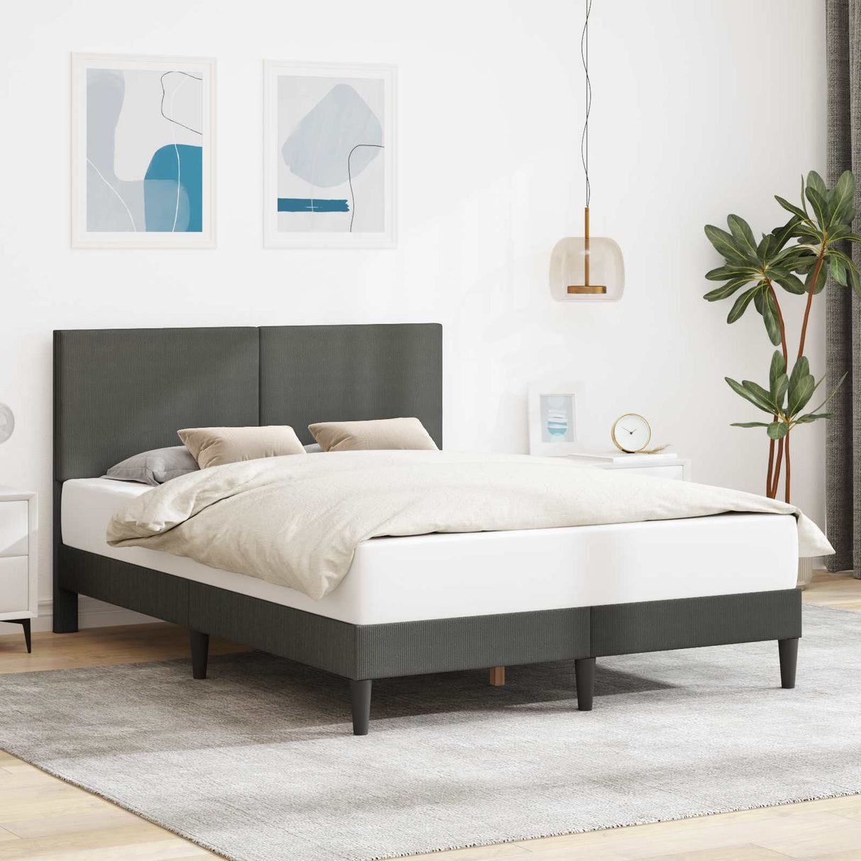 vidaXL Bedframe met hoofdeinde Lichtgrijs 80 x 200 cm Corduroy stof