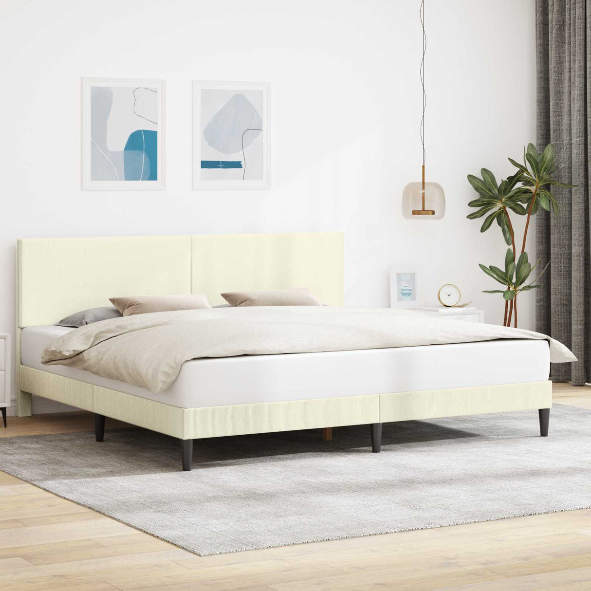 vidaXL Bedframe met hoofdeinde Lichtgrijs 80 x 200 cm Corduroy stof