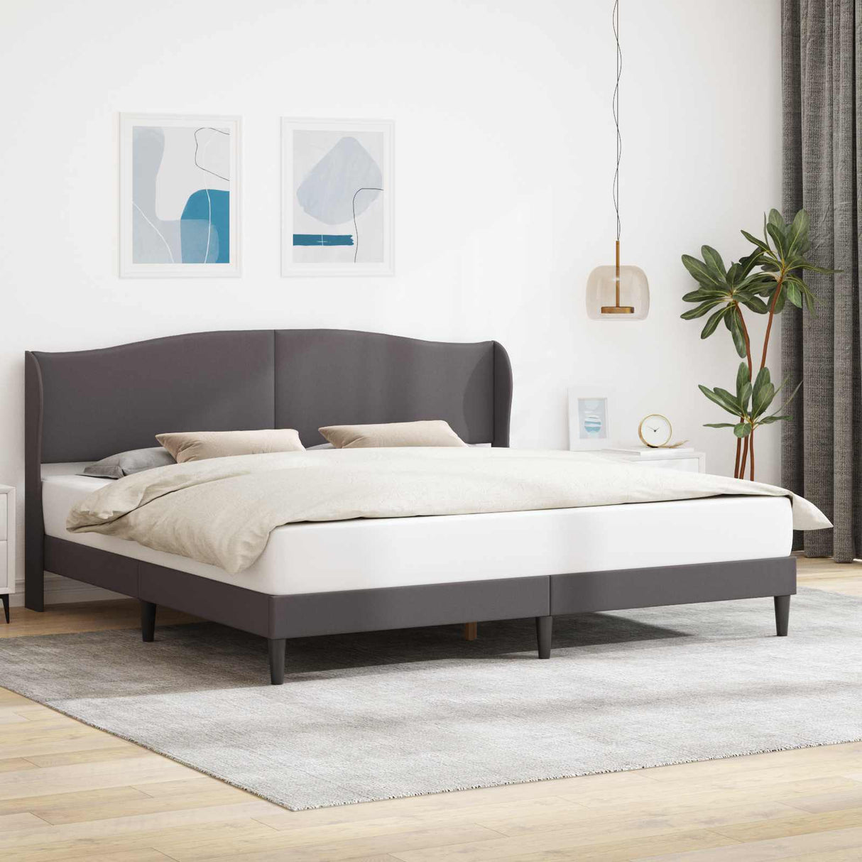 vidaXL Bedframe met hoofdeinde Grijs 80 x 200 cm Kunstleer