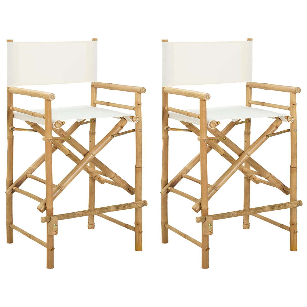 vidaXL Foldable Director's Chair 2 pcs Natural Bamboo