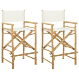 vidaXL Foldable Director's Chair 2 pcs Natural Bamboo