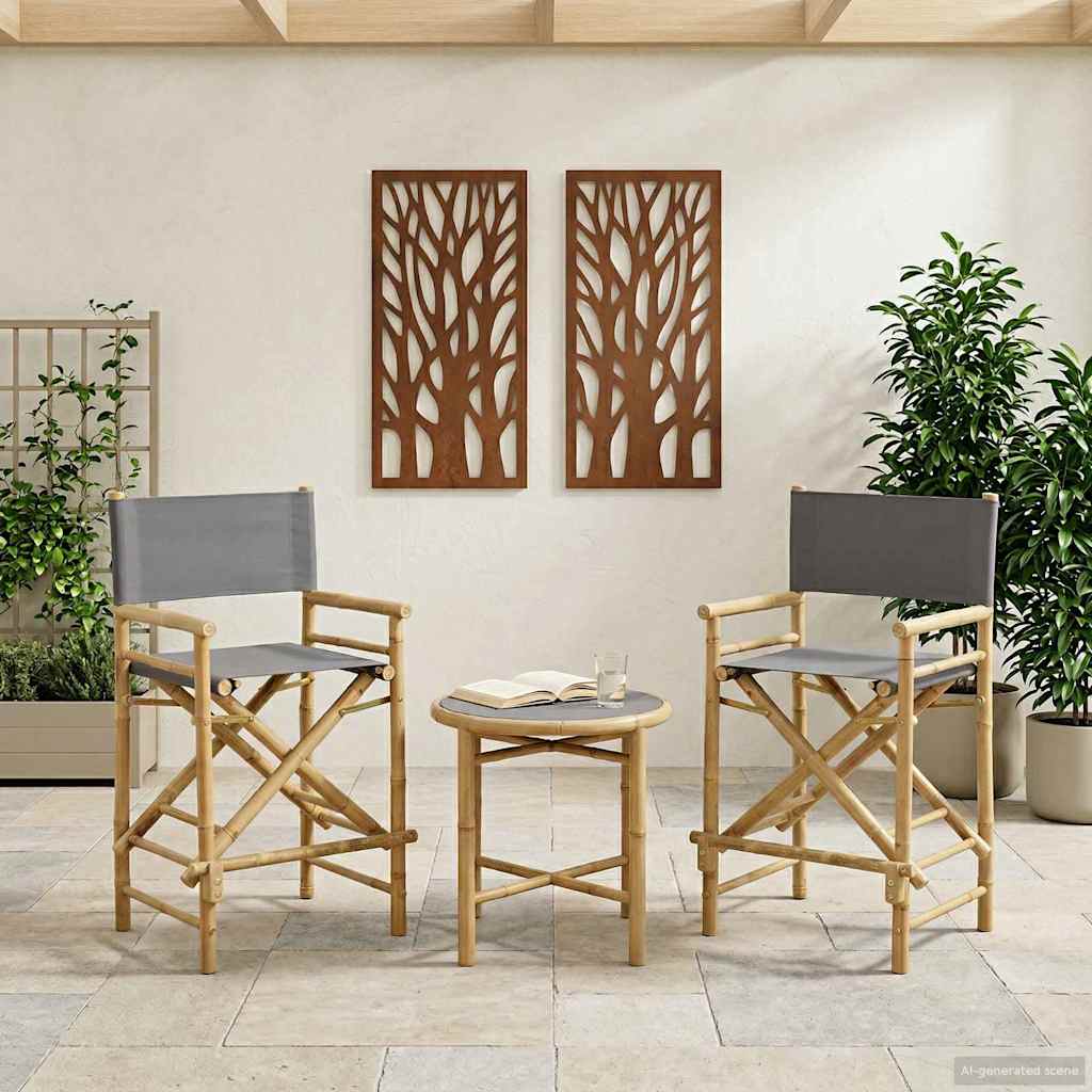 vidaXL Foldable Director's Chair 2 pcs Natural Bamboo