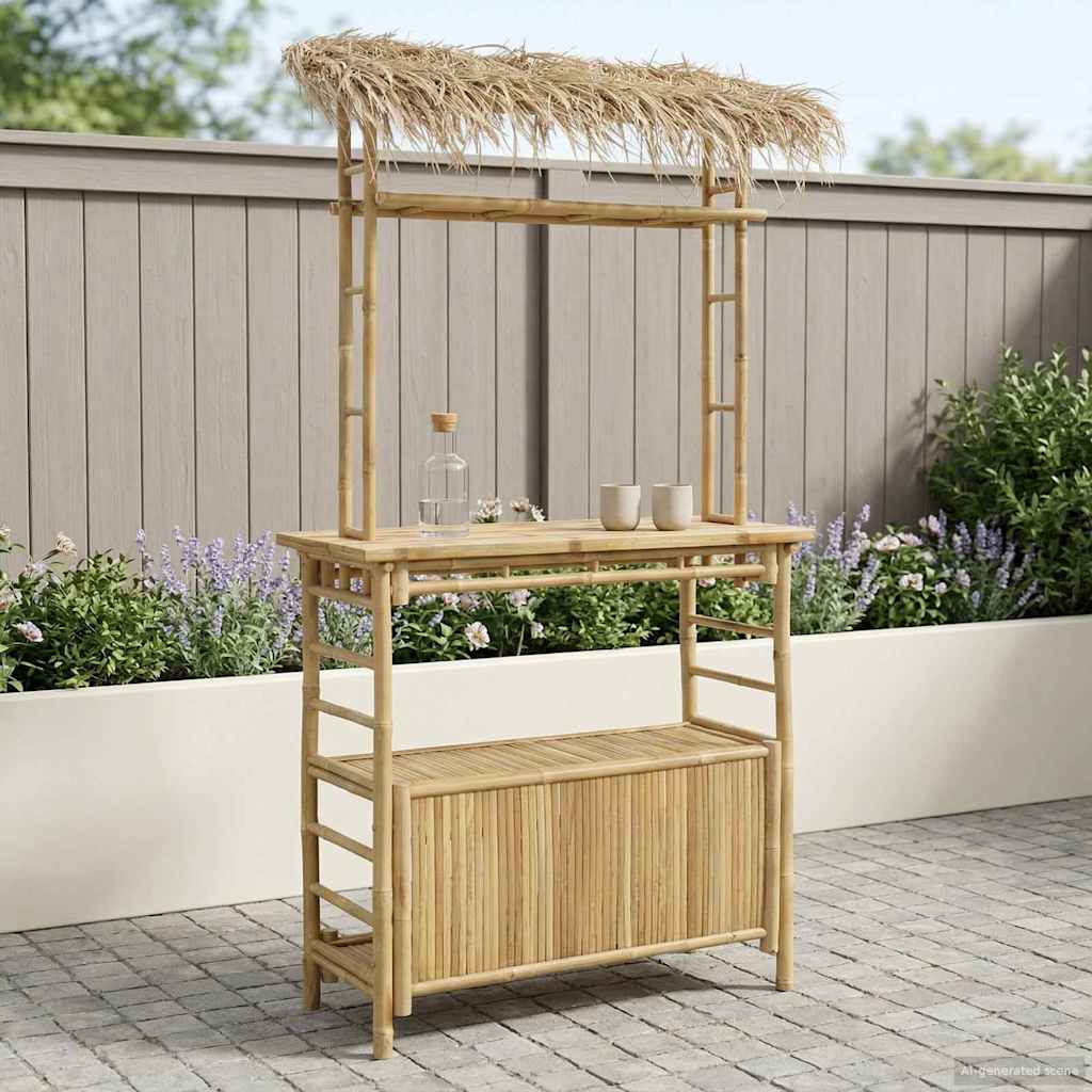vidaXL Outdoor Bar Table Natural 110 x 50 x 209 cm Bamboo