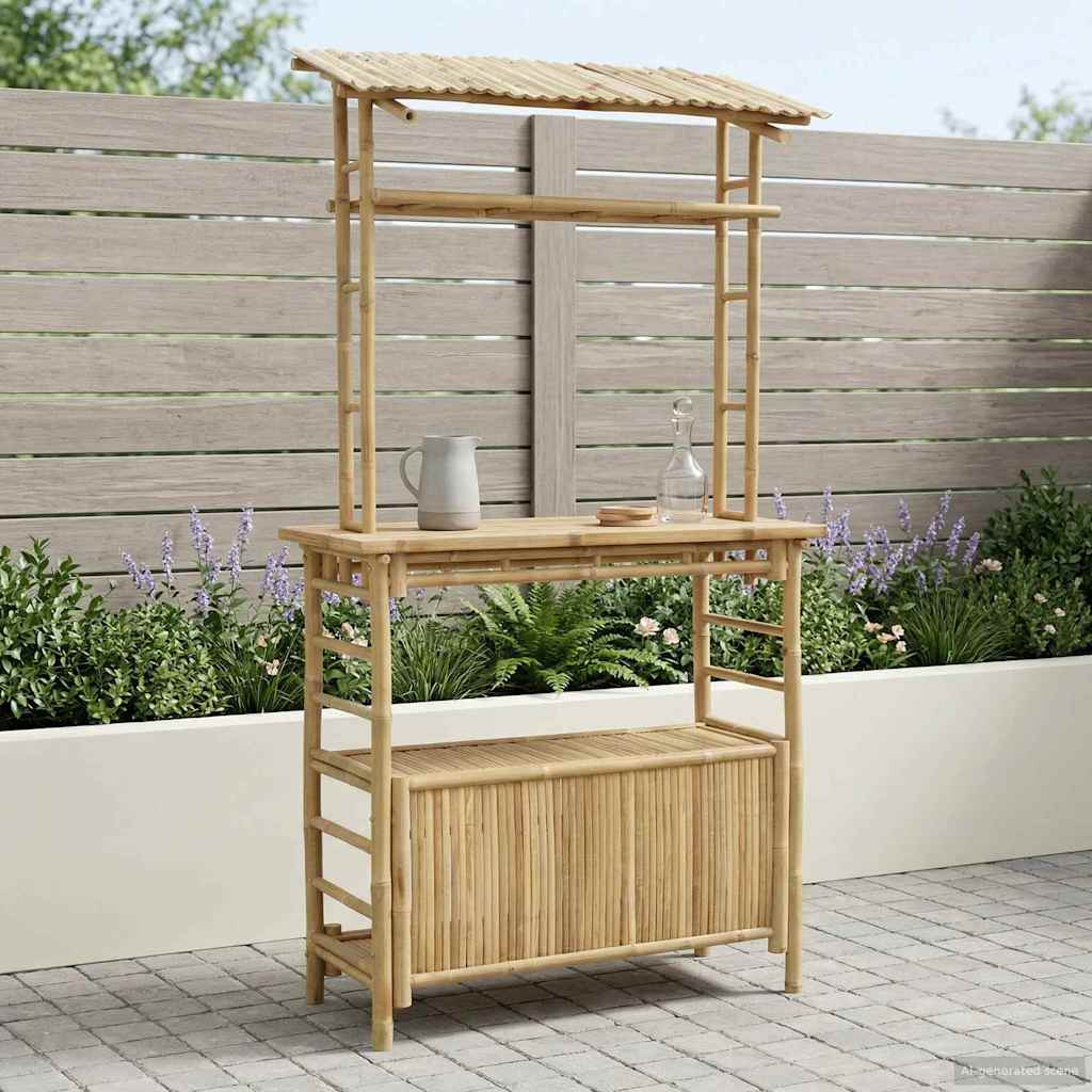 vidaXL Outdoor Bar Table Natural 110 x 50 x 209 cm Bamboo