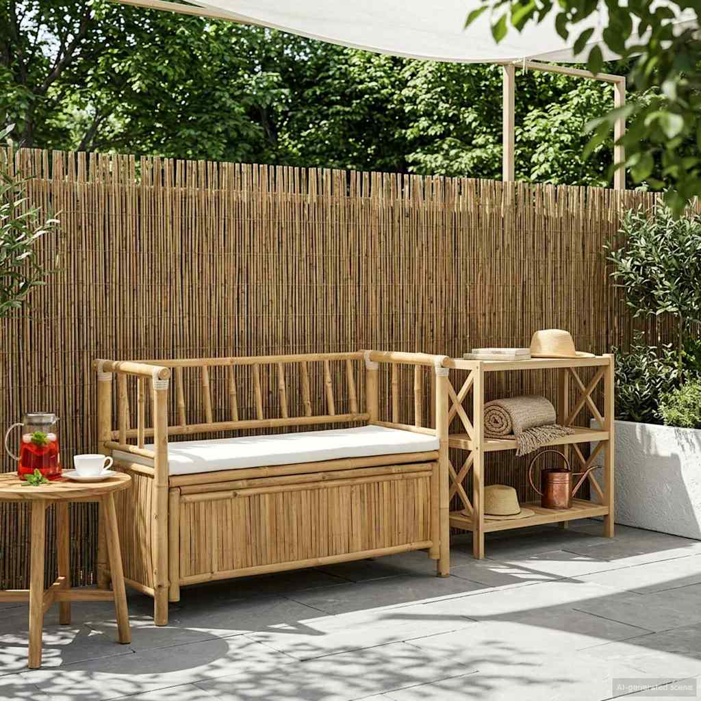vidaXL Garden Storage Bench 110 x 47 x 80 cm Bamboo Natural Rectangular