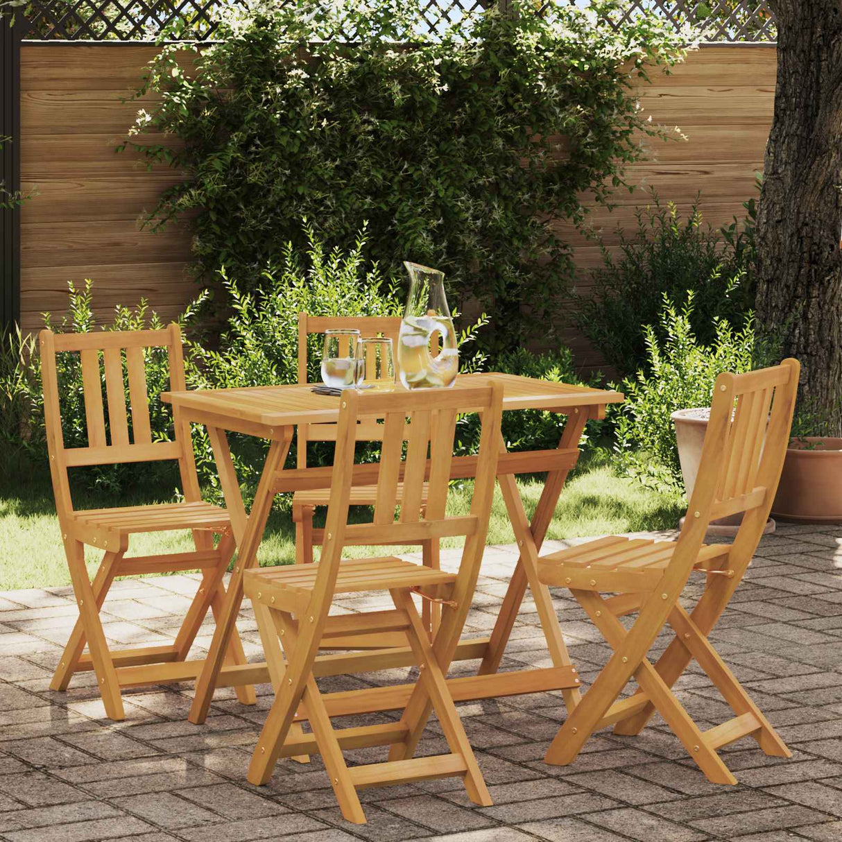 vidaXL Tuinstoel 4 pcs Olie Natuurlijk 40 x 42 x 85 cm