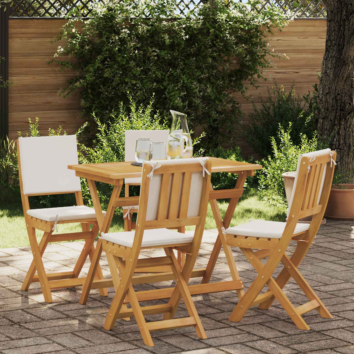 vidaXL Tuinstoel 4 pcs Olie Natuurlijk 40 x 42 x 85 cm