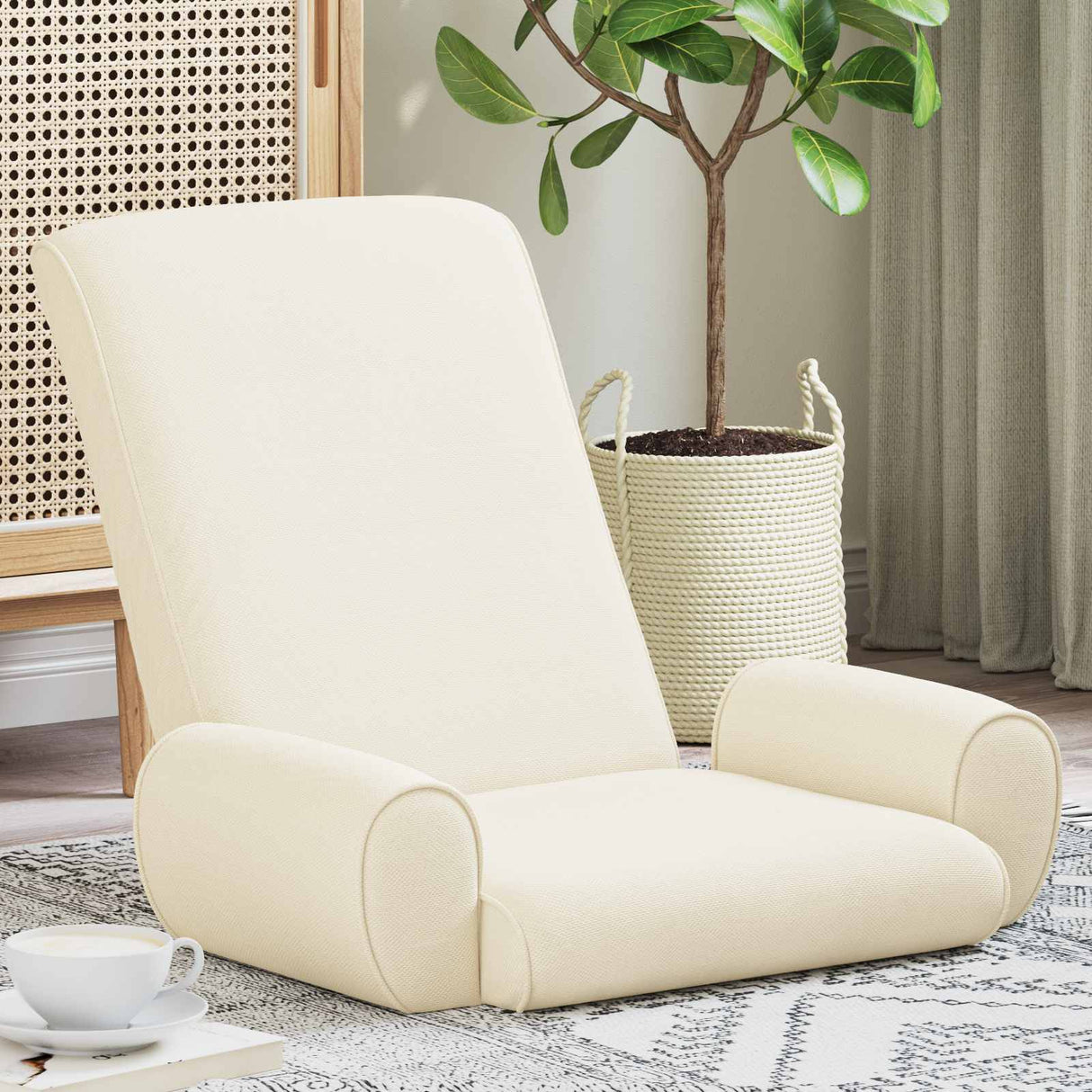 vidaXL Adjustable Floor Chair Cream Rough Velvet