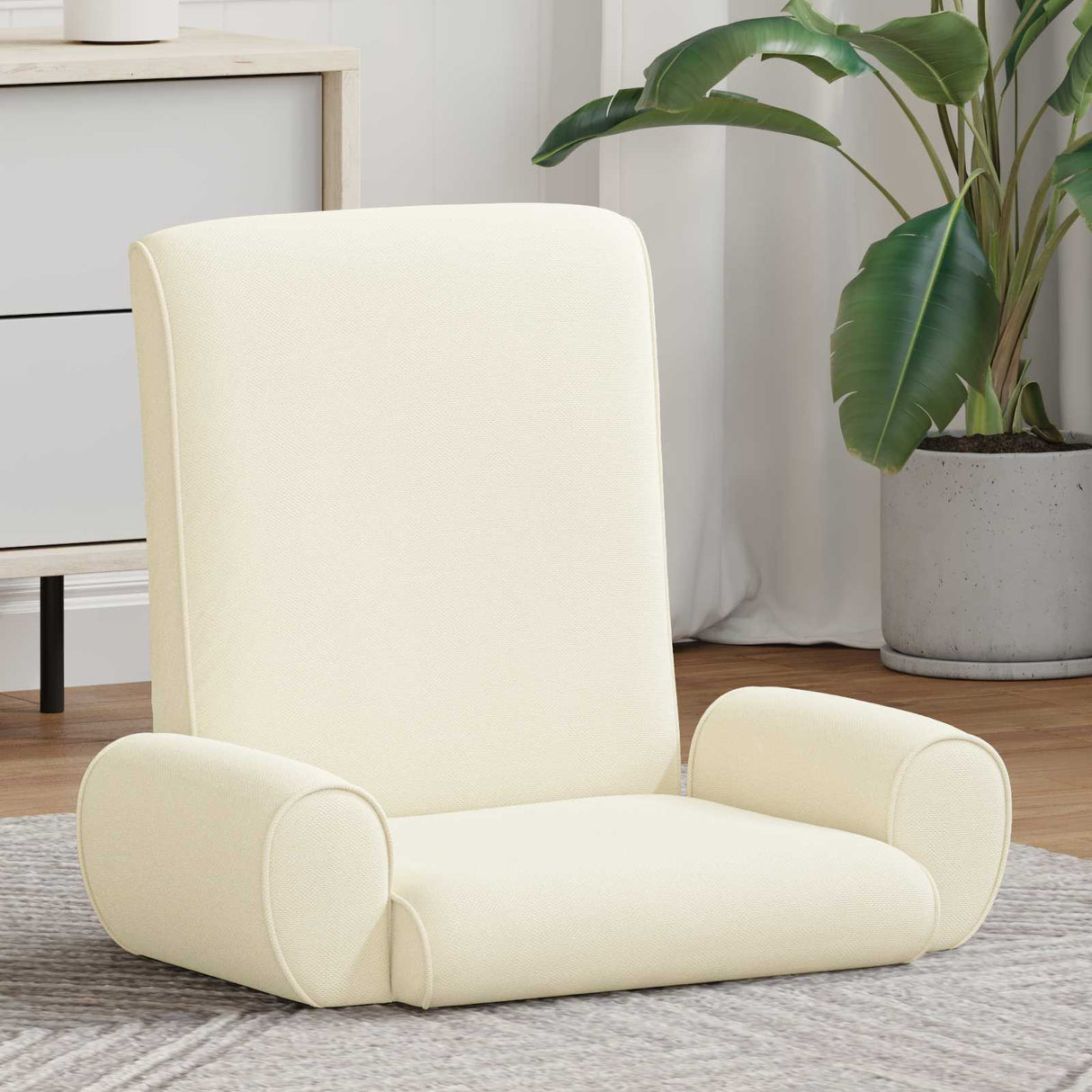 vidaXL Adjustable Floor Chair Cream Rough Velvet