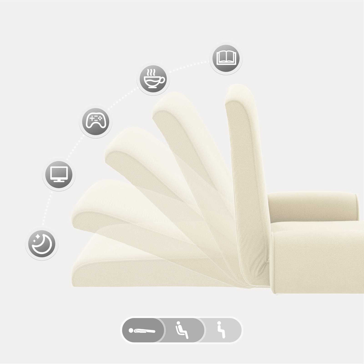 vidaXL Adjustable Floor Chair Cream Rough Velvet