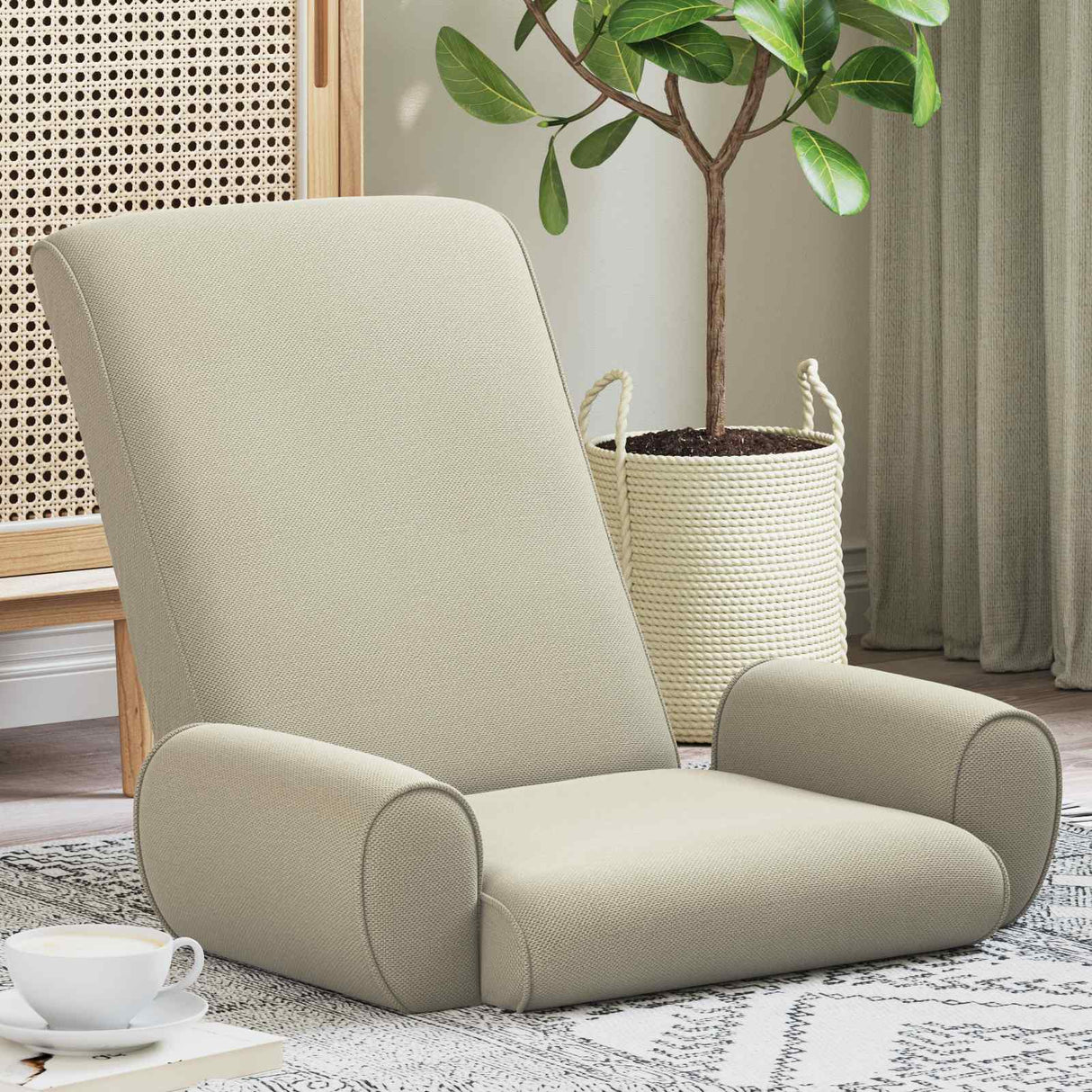 vidaXL Adjustable Floor Chair Cream Rough Velvet