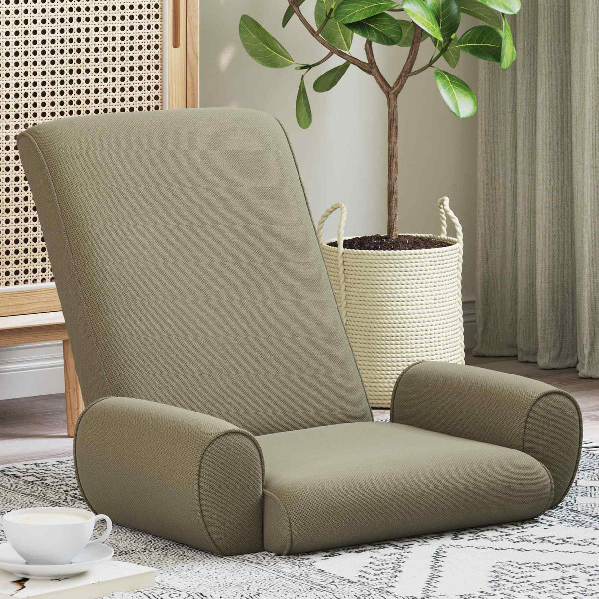 vidaXL Adjustable Floor Chair Cream Rough Velvet