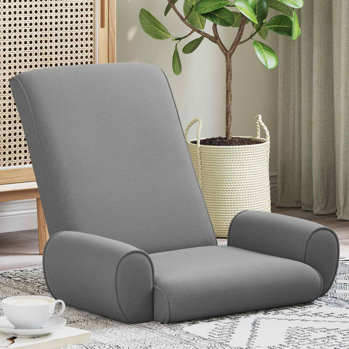 vidaXL Adjustable Floor Chair Cream Rough Velvet