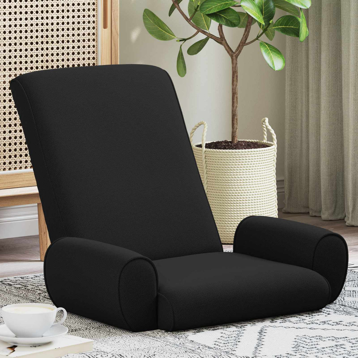 vidaXL Adjustable Floor Chair Cream Rough Velvet