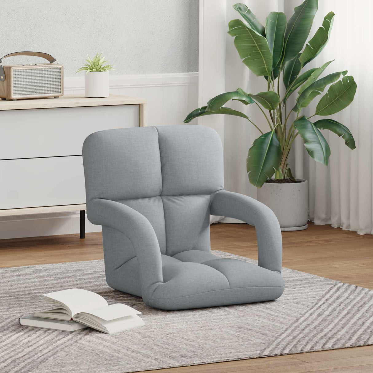 vidaXL Adjustable Floor Chair with Armrest 5 Positions Fabric