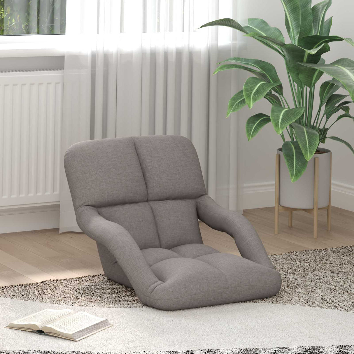 vidaXL Adjustable Floor Chair with Armrest 5 Positions Fabric