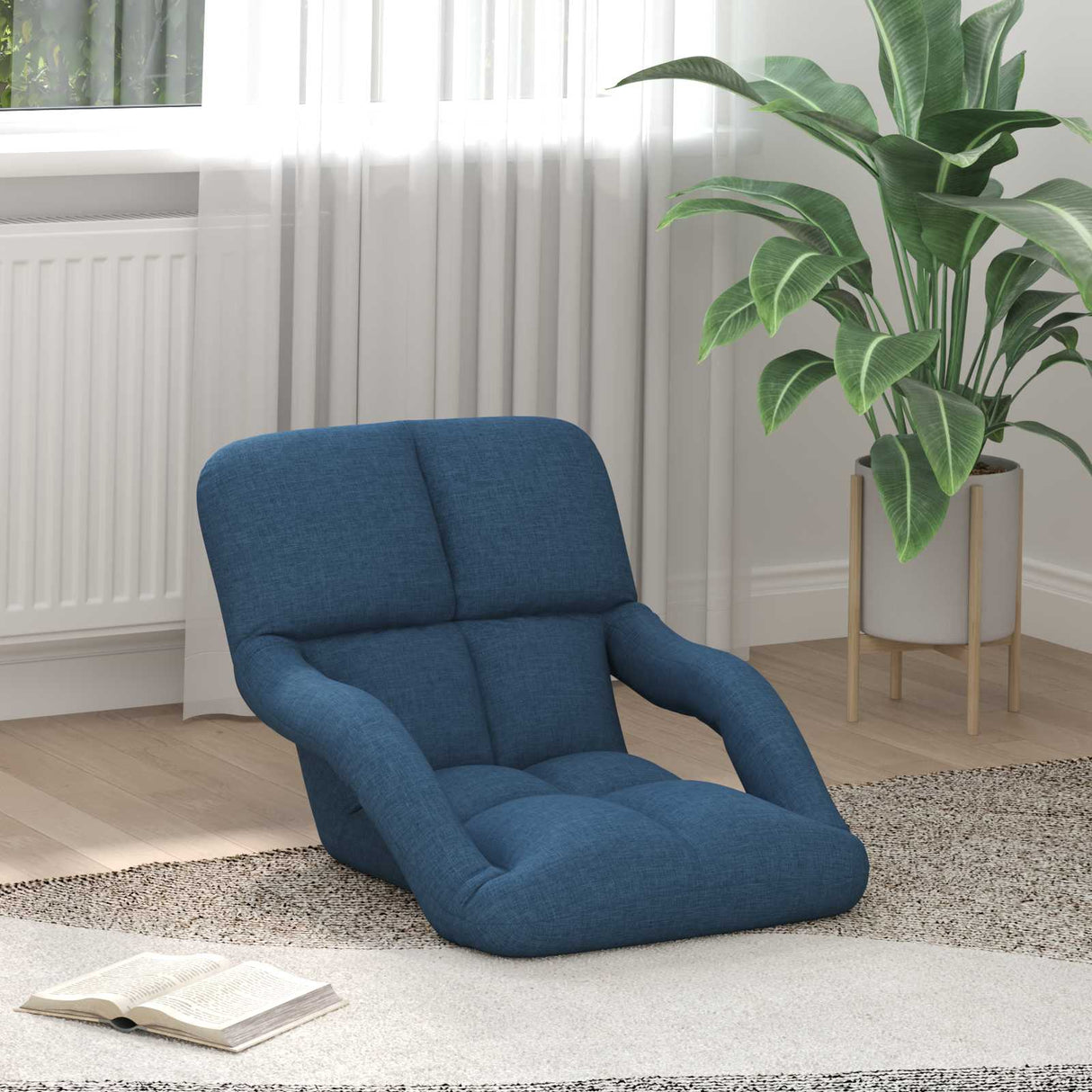 vidaXL Adjustable Floor Chair with Armrest 5 Positions Fabric