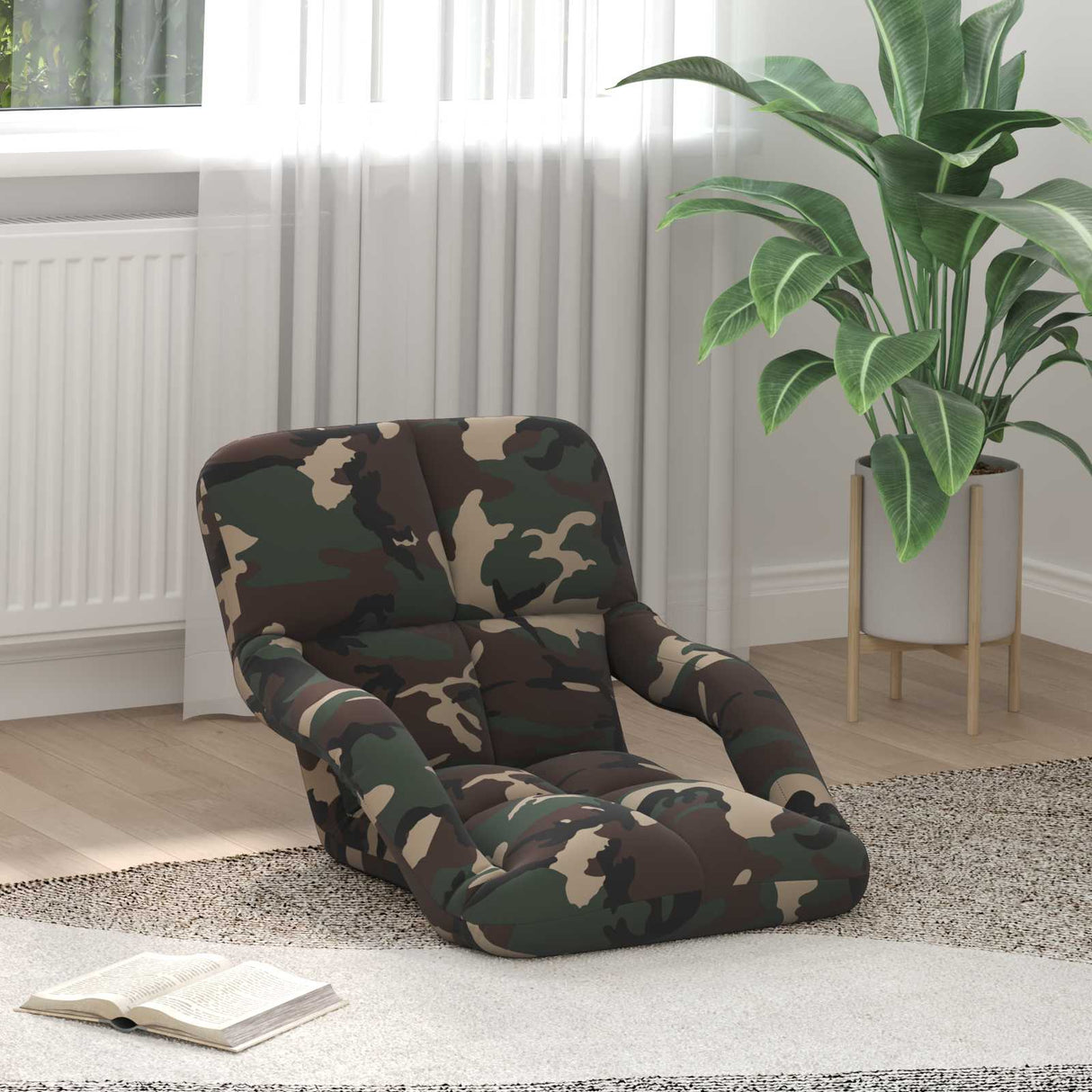 vidaXL Adjustable Floor Chair with Armrest 5 Positions Fabric