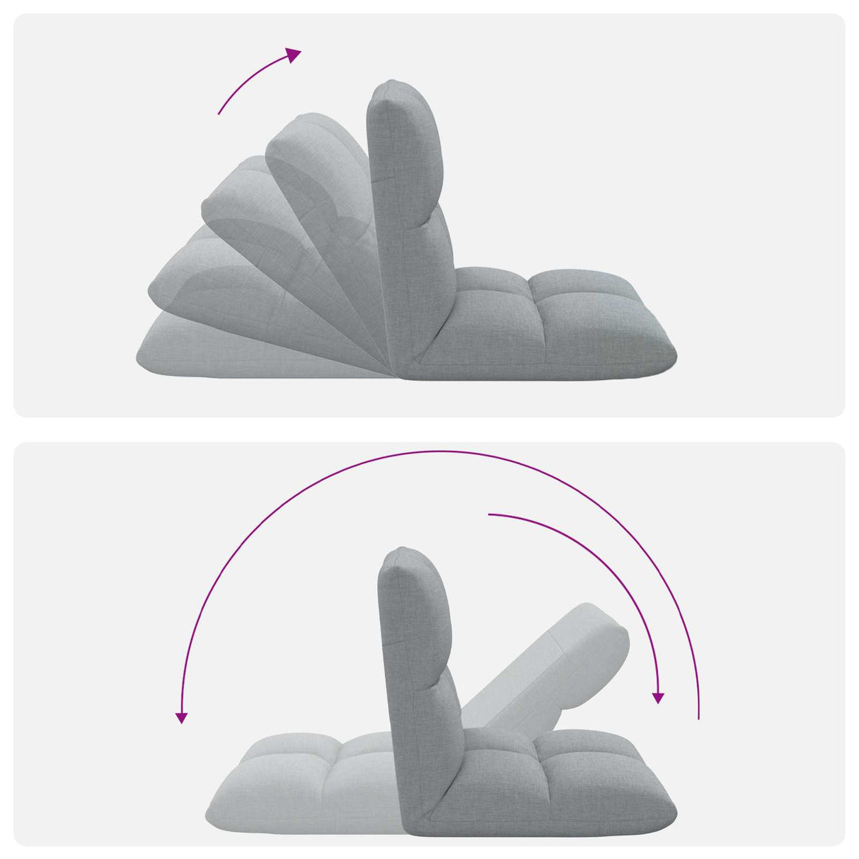 vidaXL Adjustable Floor Chair Light Grey Fabric