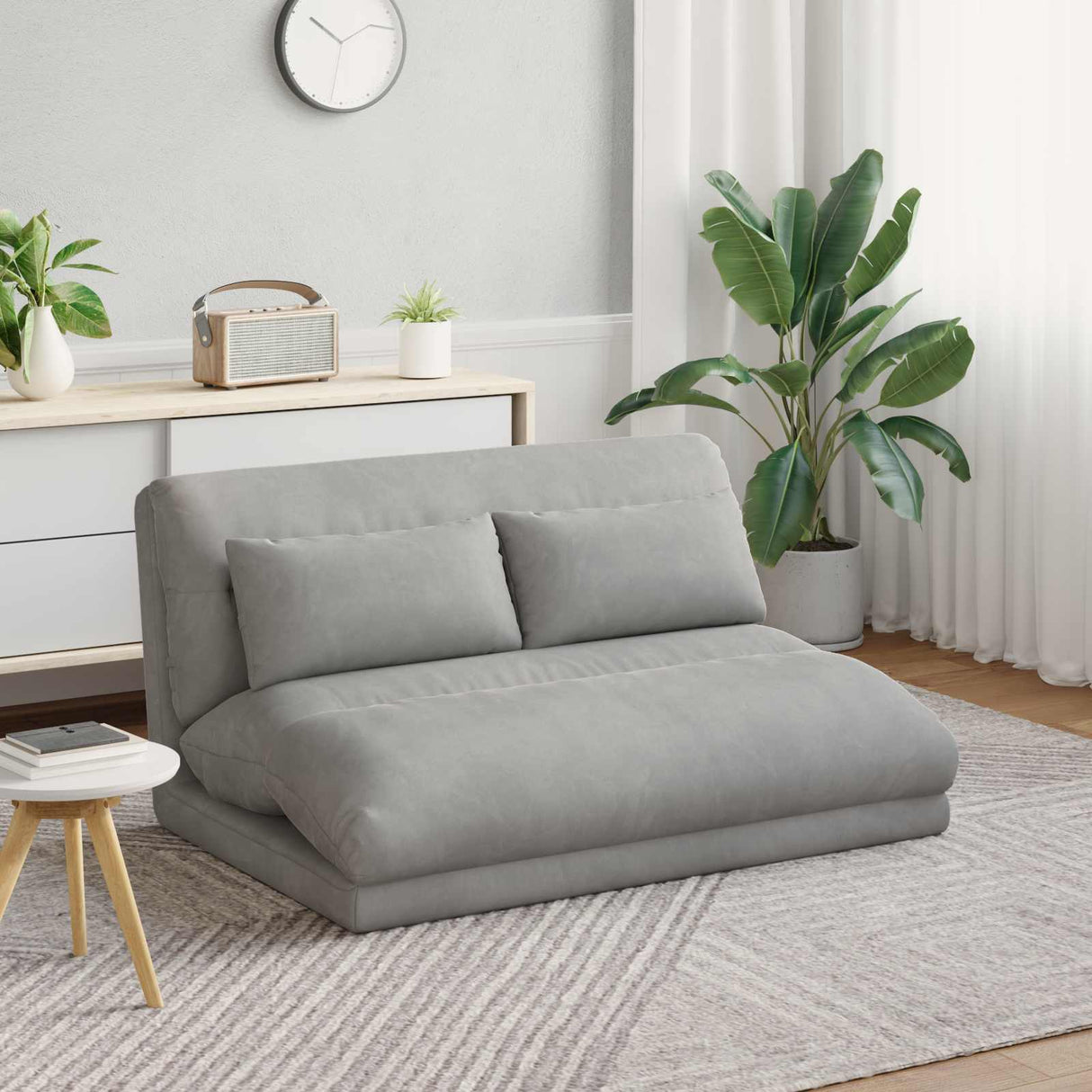 vidaXL Verstelbare vloostoel Lichtgrijs Fluweel