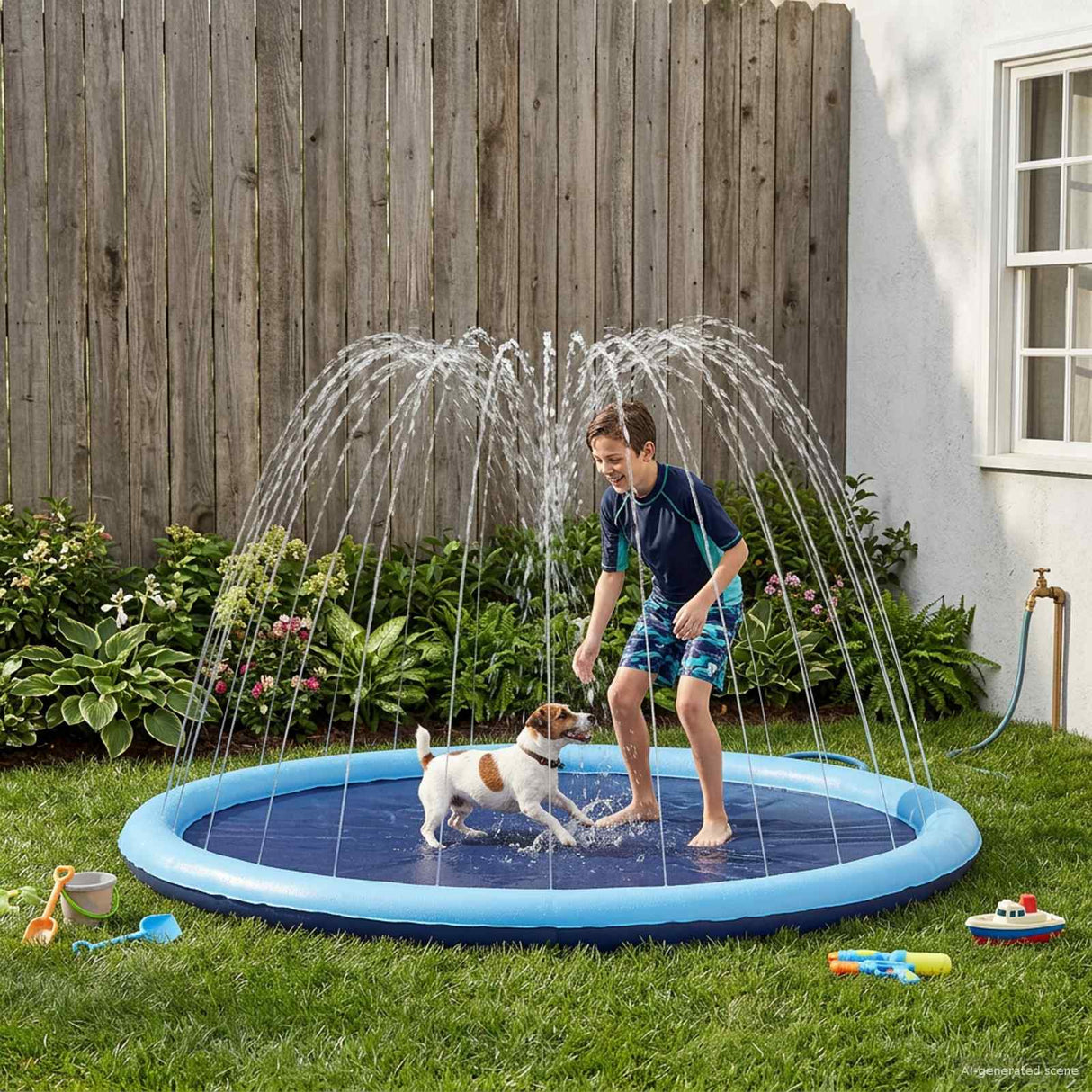 vidaXL Splashpad voor Kinderen en Honden Blauw Ø150 x 10 cm PVC