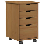 vidaXL Rolling Cabinet with Wheels White 34 x 39 x 56 cm Solid Pinewood