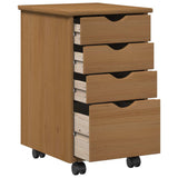 vidaXL Rolling Cabinet with Wheels White 34 x 39 x 56 cm Solid Pinewood