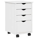 vidaXL Rolling Cabinet with Wheels White 34 x 39 x 56 cm Solid Pinewood